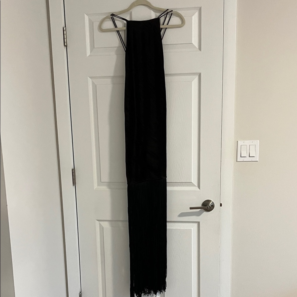 Zara Black Maxi Dress with Fringe